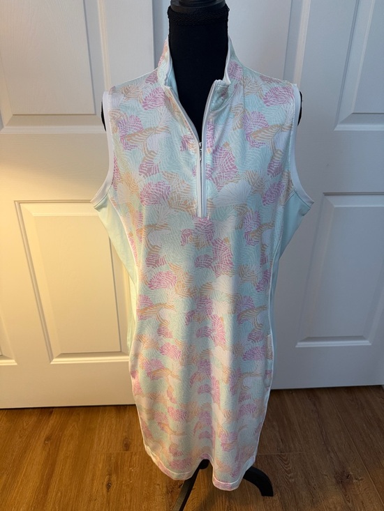 Pebble Beach Dresses & Skirts - Pebble Beach Golf Dress Pink Mint Green Pastel Floral Dry Lux Fabric Pickleball